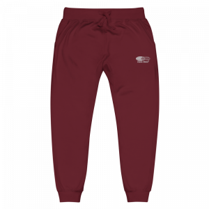 unisex-fleece-sweatpants-maroon-front-6582cbd5ca495